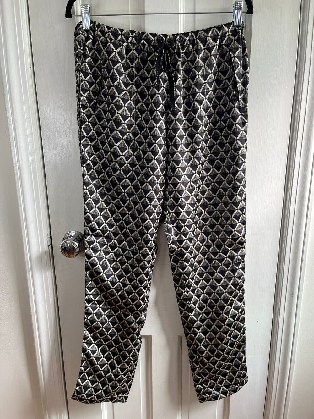 MAISON SCOTCH Geo Drawstring Pants Sz 1 (S/M) - ✨ Silky Tapered Lounge Luxe ✨